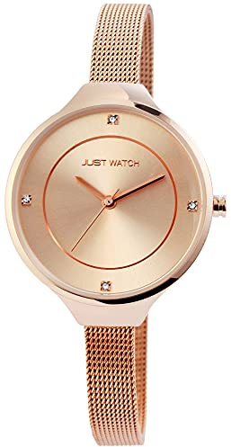 Just Watch Evie Damen-Uhr Edelstahl Meshband Analog Quarz JW10072 (roségoldfarbig)