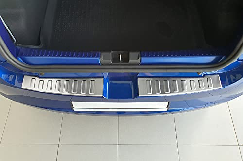 teileplus24 L723 Ladekantenschutz V2A Edelstahl kompatibel mit Dacia Sandero 3 2021- Abkantung, Farbe:Silber gebürstet