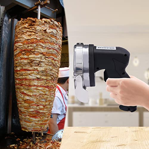 SHZICMY Grillschneider, Elektrisch Dönermesser Kebabmesser, Tragbarer Akku-Fleischschneider,türkischer Kebab-Fleischschneider,Electric Quiet Kebabschneider Einstellbare Schnittstärke1-8mm