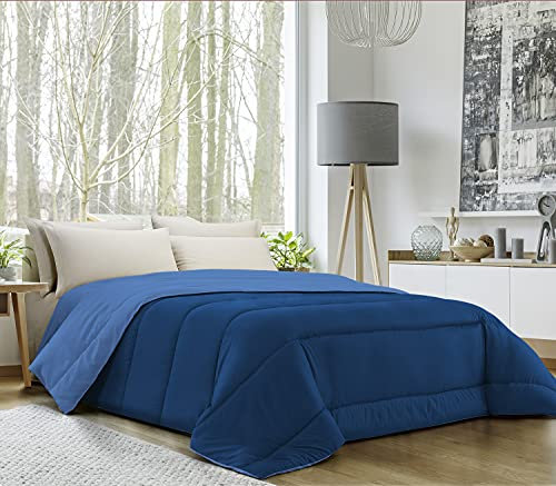 Banzaii Trapunta Invernale, calda e morbida – Piumone da 350 gr/mq - Microfibra manopesca – Traspirante, Anallergica – Prodotta in Italia – Matrimoniale 260x260 cm Blu/Avio