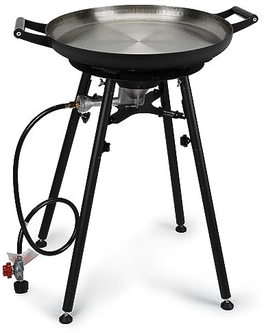 Onlyfire Paella Burner and Stand Set with 21 Inch Frying Pan and Reinforced Legs, GS300 Outdoor Cooking System Portable Propane Cooker with Wok for Backyard Camping RV