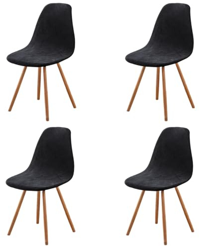 Highdi Stuhlhussen 4er Set, Strech Samt Stuhlhussen Skandinavisch Noir Abnehmbare Universal Stuhlbezug Waschbarer Chair Cover Stuhlabdeckung Elegante Esszimmer