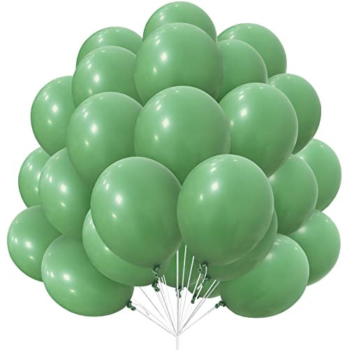 30 Pezzi Palloncini Verde Salvia in lattice Elio Palloncini Verde Fagiolo Avocado Oliva Retrò 12 Pollici con Nastro per Ragazze Donne Festa di Compleanno Matrimonio Battesimo Baby Shower Decorazioni