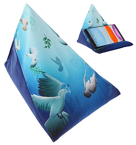 LIFKOME Handy-Kissenhalter, weicher Stoff, handgefertigt, Handy-Ständer, Handy-Ständer, Tablet-Lesekissen, Tablet-Ständer, Dock-Sitzsack-Kissen für Schreibtischkissen, Blau