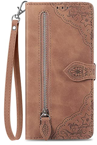 NEXCURIO Handyhülle für Samsung Galaxy A14 4G 5G Hülle Klappbar mit Kartenfäch Ständer Klapphülle Schutzhülle Leder Wallet Flip Case Cover Tasche Handytasche Stoßfeste - Braun