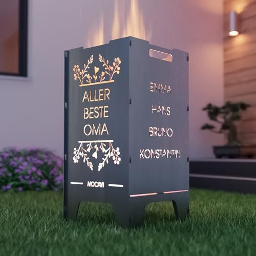 MOCAVI Feuertonne Beste 73 cm | 3 mm Stahl personalisiert Feuerkorb Feuerschale sicher massiv robust Design-Feuerfass für Garten und Terrasse groß eckig Feuerstelle Outdoor hitzefest außen