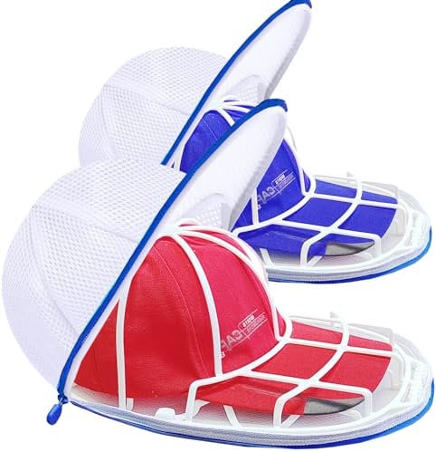 2 x Hut-Unterlegscheibe für Waschmaschine, Hutreiniger für Baseballkappen mit Netztasche, Hutablage Huthalter (Saphir-2 Stück)