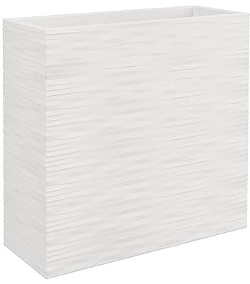 Nicoli Vaso grande rettangolare Separé elegance cm 80x30x75h in resina, effetto rilievo, fioriera da interno esterno ideale per dividere ambienti (BIANCO)