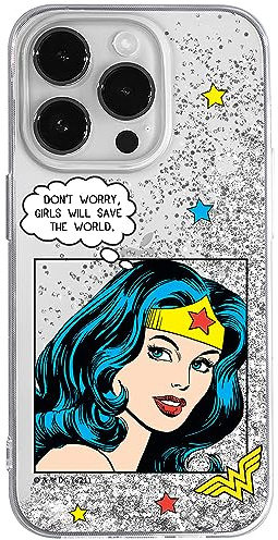 ERT GROUP Mobile Phone Case for Apple iPhone 14 Pro Max Original and Officially Licensed DC Pattern Wonder Woman 028 Perfectly Adapted to the Shape of the Mobile Phone with Glitter Overflow Effect