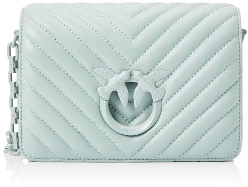 Pinko Damen Love Click Mini Sheep Nappa Chevron Color Tasche, E68b_bruma Grau-Block-Farbe