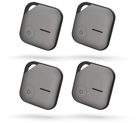 4 x Echo Smart Tag grau, Abzeichen sichtbar auf einer Karte, Piepton Ton, Batterie austauschbar mit 1 Jahr Akkulaufzeit, einfache Installation ohne App auf Ihrem iPhone, funktioniert mit Apple Find My