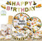 101 PCS Baustellen Partygeschirr Kinder Geburtstag Party Deko Wiederverwendbarer Teller und Becher Strohhalm Set Party Tableware für 20 Gästen 40 Dessertteller 20 becher/Trinkhalme/Servietten 1 Banner