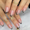 24 Pièces Faux Ongles Court Amande Français Ongles à Coller Glossy Noir Brillant Acrylique Capsules Ongles Ballerine Artificiel Naturel Press on Nails pour Femmes et Filles DIY Manucure Salon