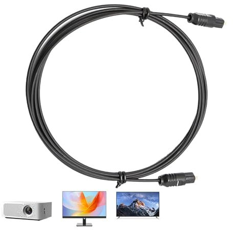 Generic Cable de audio óptico, 1,5 m, Negro, Fibra óptica, TOSLINK, Macho a hembra, Para barras de sonido, sistemas cine en casa y televisores
