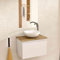 BELLOBATH - Mueble Baño Suspendido con Lavabo de Cerámica Redondo y Espejo, Mueble Baño con Lavabo Montado con 1 Cajón, 49,5 x 32 x 30 cm, Mueble Blanco/Roble