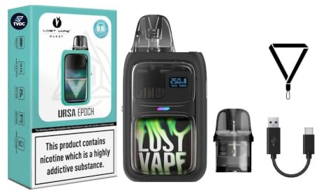 TVDC Lost Vape Ursa Epoch Pod Kit, 1000mah Built-In-Battery, 0.42 OLED Display, Adjustable Airflow Control, USB-C 2AMP Fast Recharging, 2ml Cartridge No Nicotine (Flame Neon)
