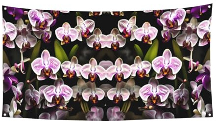 Orchideen-Druck, Halloween-Party-Banner, Outdoor-Hof-Dekoration für Zaun, Veranda, Garten, Urlaub, hängende Dekoration