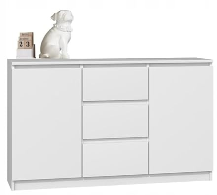 BDW - Kommode mit Schubladen - Sideboard Wohnzimmer - 120 cm breit, 97 cm hoch - für Schlafzimmer, Kinderzimmer, Jugendzimmer, Flur - aus Solider laminierter Möbelplatte - Coco Weiß 2D3SZ