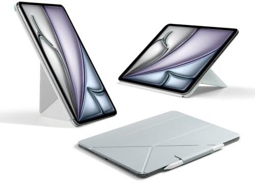 pitaka Hülle für iPad Air 13 M4/M3/M2 mit Stifthalter Folio 3 Hellblau | Hülle für iPad Air 13 2026–2024 mit Stifthalter aus PU Leder Magnetständer ideal für Studium & Zeichnen