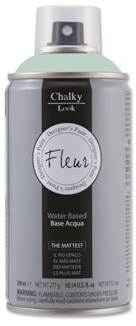 FLEUR Spray Vernice Chalk Paint, Extra Opaco, all' Acqua senza Odore, MultiSuperficie, 300 ml F79 Malmo Green, Effetto Gesso, Shabby Chic Vintage, per Mobili, per Interno - Esterno