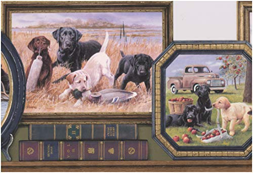Retro Dogs in Framed Pictures Vintage Wallpaper Border Modern Design, Roll 15' x 10''
