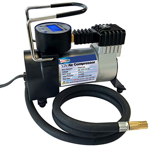 Streetwize - Automatic Cut Off Mistral Metal Air Compressor - 12V - Tyre Inflator, Analogue Pressure Gauge (SWAC18)