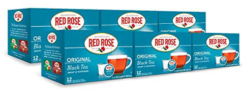 Red Rose Teas Black Teas, 72 Single Serve Cups K-Cup Pods for Keurig Coffee Maker, Original Black