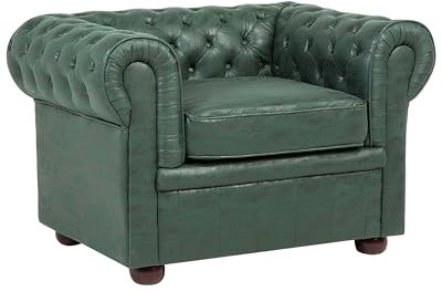 Beliani Klassischer Sessel englischer Stil Leder-Optik grün Chesterfield