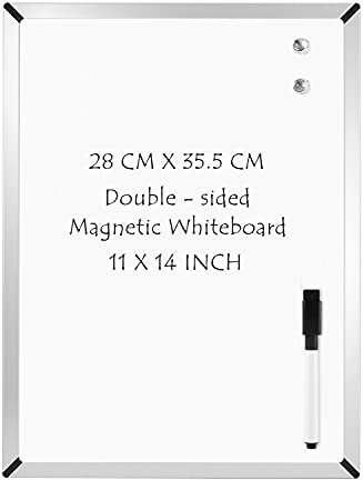 Magnetisches Whiteboard, 28 x 35,5 cm, kleines weißes Whiteboard mit Aluminiumrahmen, trocken abwischbar