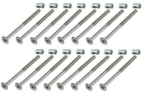 16 x HMH-Shop Bettschraube M6 x 100 mm + Quermutter M6 Bettbeschlag Innensechskant