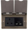 Soho Lighting Antique Brass Screwless Double Floor Outlet 13Amp Plug Socket & USB Charger for Hotels, Offices, Homes