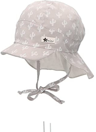 Sterntaler Jungen Schirmmütze mit Nackenschutz lang Kaktus Sonnenhut, lichtgrau, 47