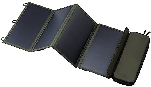 ELECOM NESTOUT Panneau Solaire Portable, Double Ports USB-A, Chargeur de génération d'énergie 28 W pour téléphone Camping, Nylon indéchirable Durable, résistant à l'eau, Pliable, léger, Supports