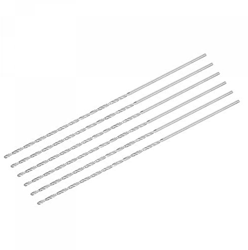 sourcing map HSS(High Speed Steel) Extra Long Twist Drill Bits, 3mm Drill Diameter 300mm Length 6 Pcs