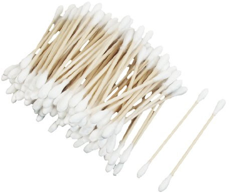 Ruilogod Barra de madera Tips de palillo con doble extremo puntas de algodón Orejas Swabs Herramientas cosméticas 70 PCS