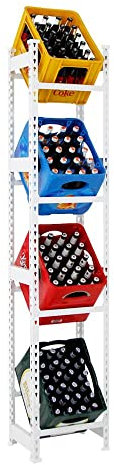 PROREGAL Getränkekistenregal High Big Camel | Weiß | 4 Kisten | HxBxT 200x40x30cm | Kistenregal Getränkeregal Wasserkistenregal Bierkistenregal