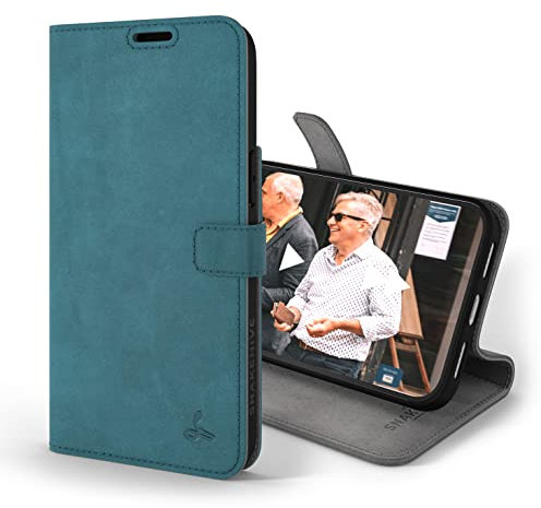 Snakehive Leather Wallet for iPhone 14 Pro Max | Genuine Leather Wallet Phone Case with Card Holder | Flip Folio Case/Cover with Stand | Compatible with iPhone 14 Pro Max | (Teal)