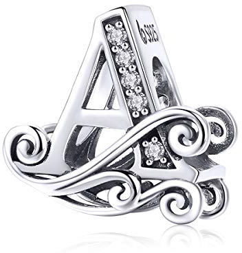 Alphabet Charm für Pandora Armband-Sterlingsilber 925 Frauen Perlen Charm mit Zirkonia
