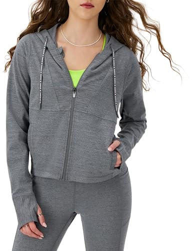 Champion Damen, weich, feuchtigkeitsableitend, mit Reißverschluss Jacke, Ebenholz Heather, XS