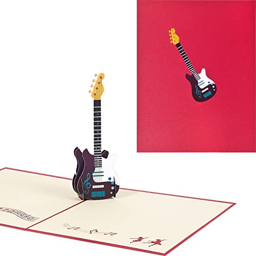 Pop Up 3D Gitarre Geburtstagskarte,Einladungskarten für Konzerte,Geschenkkarten für Gitarrenliebhaber,mit Umschlag