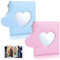 CIOUYAOS 2pcs Kpop Photocard Binder Fotoalbum, 3 Inch 64 Taschen Mini Herz Kpop Photo Album mit Schlüsselanhänger, Kleines Photocard Holder für Sammeln Bild Lomo Card (Rosa+Blau)