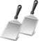 HULISEN Stainless Steel Spatula 2 pcs, 6 x 5 Inch Large Metal with Cutting Edges, Griddle for Smashed Burger, Essential Flat Top Grill Accessories, Outdoor (B0430-2)