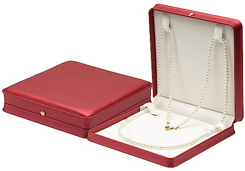 COWFEX Lange Perlenkette PU Halskette Geschenkbox Vitrine Aufbewahrung Halter (rot)