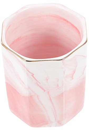 NUOBESTY Pot à Crayons Hexagonal Géométrique Marbre Pot à Pinceaux De Maquillage Pour Filles Porte-brosse à Dents
