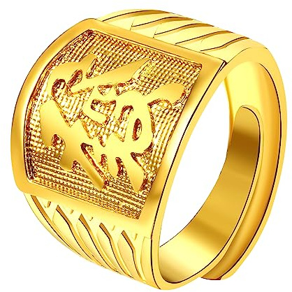 JewelryWe Schmuck 3pcs Herren-Ring Vergoldet Reich/Glück/Reichtum Band Siegelring Bandring einstellbare Größe Vatertag Geschenk