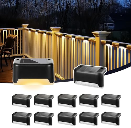 Solar Deck Lights, Solar Step Lights Waterproof, 12 Pack Warm White