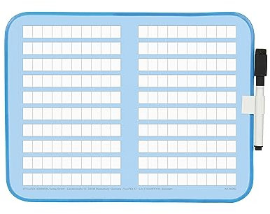 TimeTEX - Whiteboard mit 2 x 10 Rechenkästchen | Whiteboard für Rechenübungen | Inhalt: 1 Whiteboard mit Rechenkästchen, 1 Folienstift mit Filzwischer, 2 Magnete mit Kunststoff-Kappen, ca. 30 mm ø