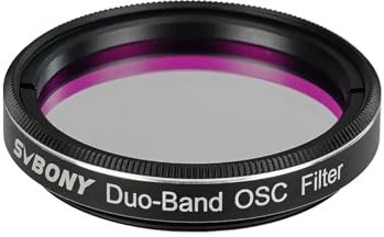 SVBONY SV220 Telescope Filter, Dual-Band Nebula Filter, H-Alpha and O-III Narrowband Filter for One-Shot Color Cameras, Light Pollution Filter for Astrophotography (1.25 inches)