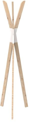 Box and beyond Porte manteau Tipi - Pin - Bois FSC 100% - 3 têtes -56x49x170 cm - Noir (Blanc)