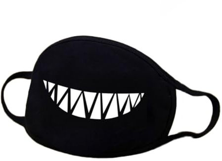 Baumwollmaske, wiederverwendbare schwarze tägliche Anti-Staub-Mundabdeckung mit lustigem Muster für Outdoor-Aktivitäten (Smlie)